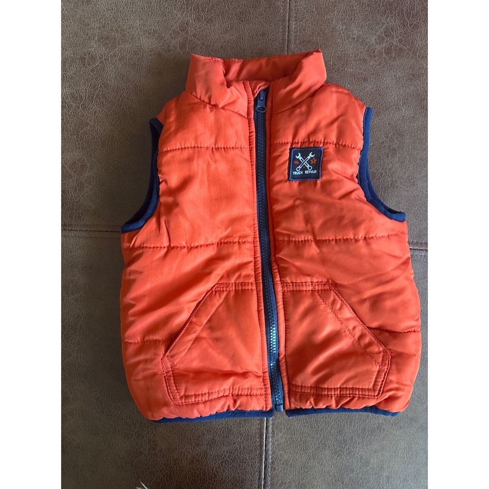 Puffer Vest Toddler Boys 24M Orange Quilted Zip Up